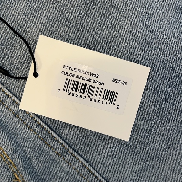 NWT LNDN Landon Denim Sunday Pant Cut-Out Waist Slit Leg Jeans - Medium Wash - Picture 8 of 10